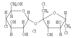A molecule of sucrose, a disaccharide, formed from glucose (on the left) and fructose (on the right). © Peter-Paul Peterson, Wikimedia public domain