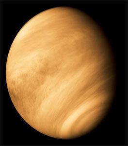 The evening star, or Venus, observed by Mariner 10 in February 1974